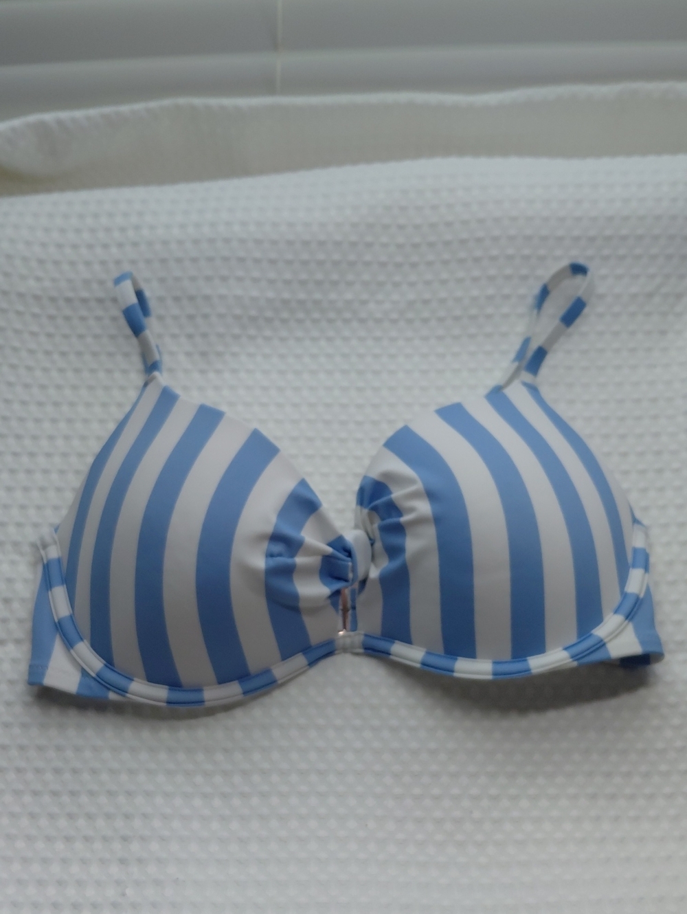 Shade & Shore Blue and White Striped Push-Up Bra Sz 34D